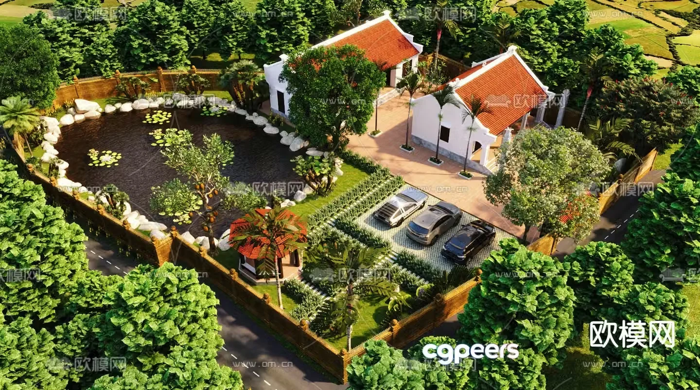 New Chinese style farmhouse landscape 3D model