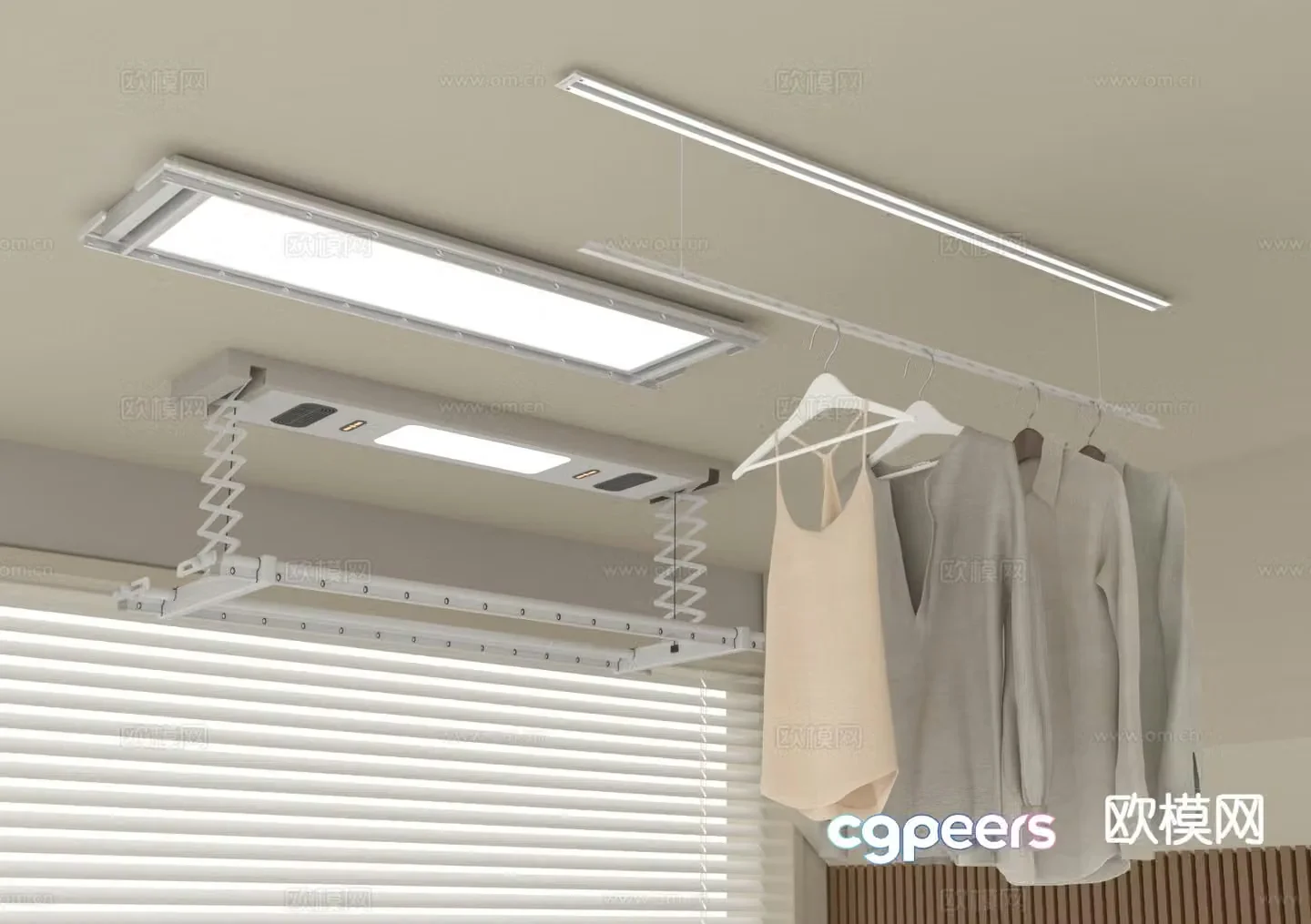 Invisible clothes drying rack electric clothes drying rack lifting clothes drying rack 3D model