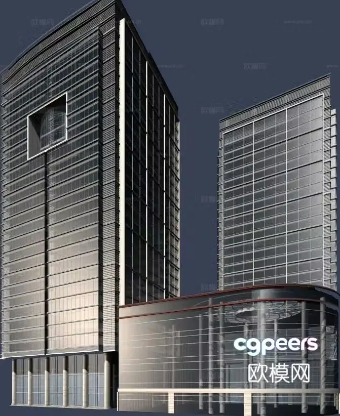 3D model of high-rise office building exterior