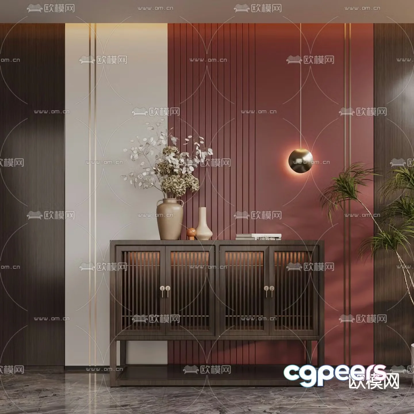 New Chinese style sideboard entrance cabinet end view cabinet 3D model