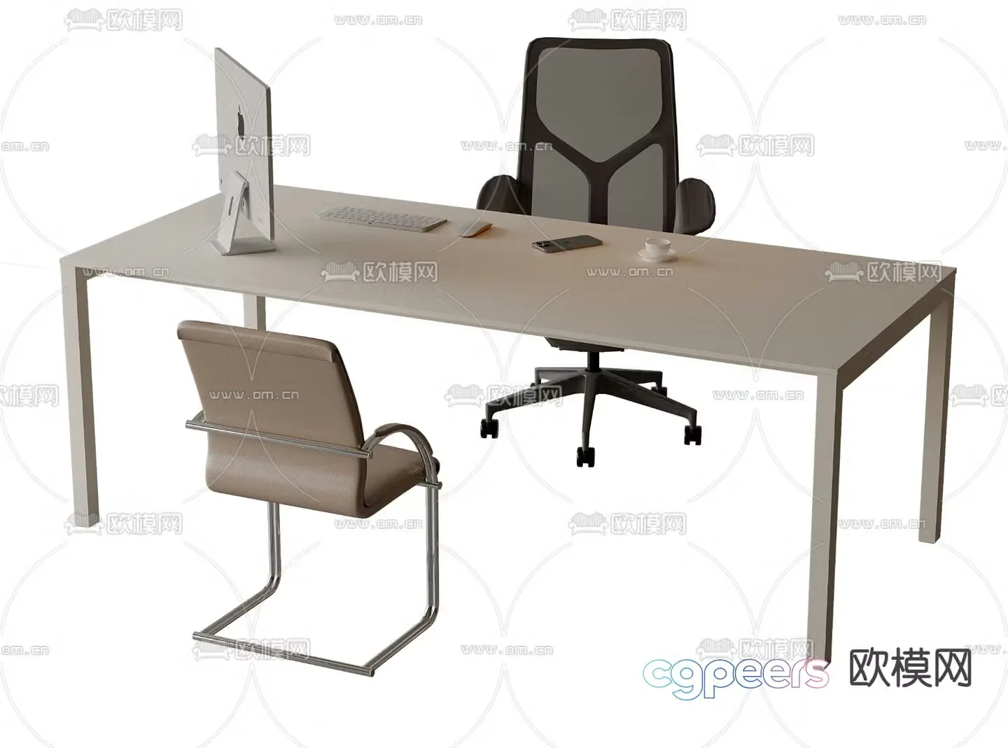 Modern office desk desk 3d model