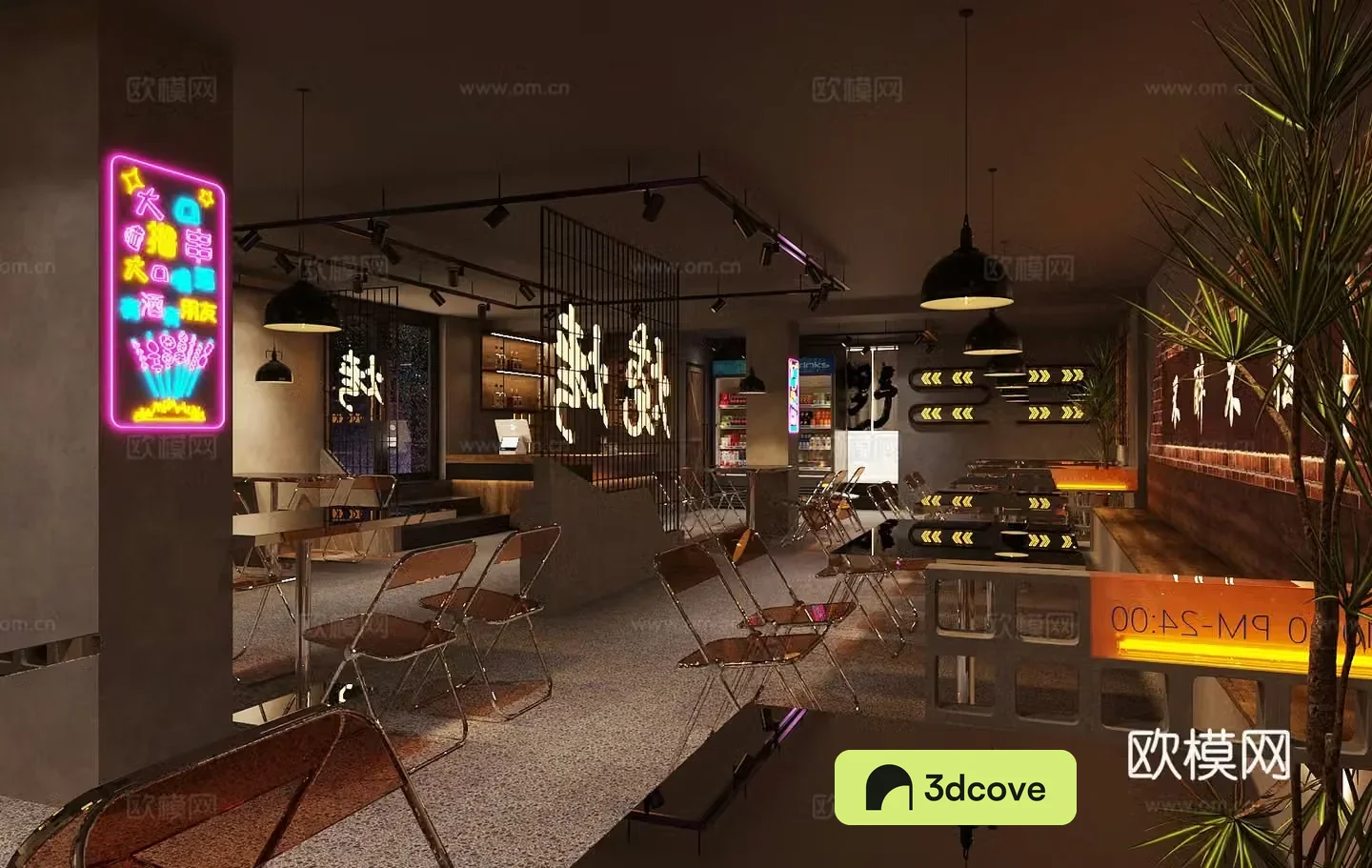 Industrial style hot pot restaurant barbecue restaurant tea restaurant stainless steel dining table and chairs barbecue restaurant wall decoration