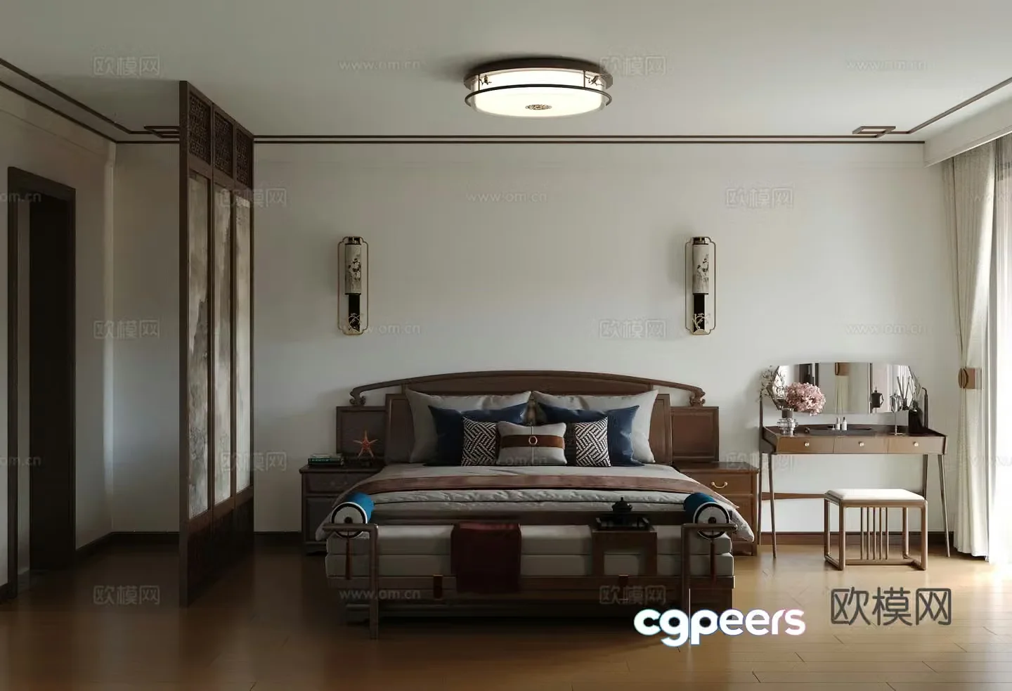 New Chinese bedroom 3D model