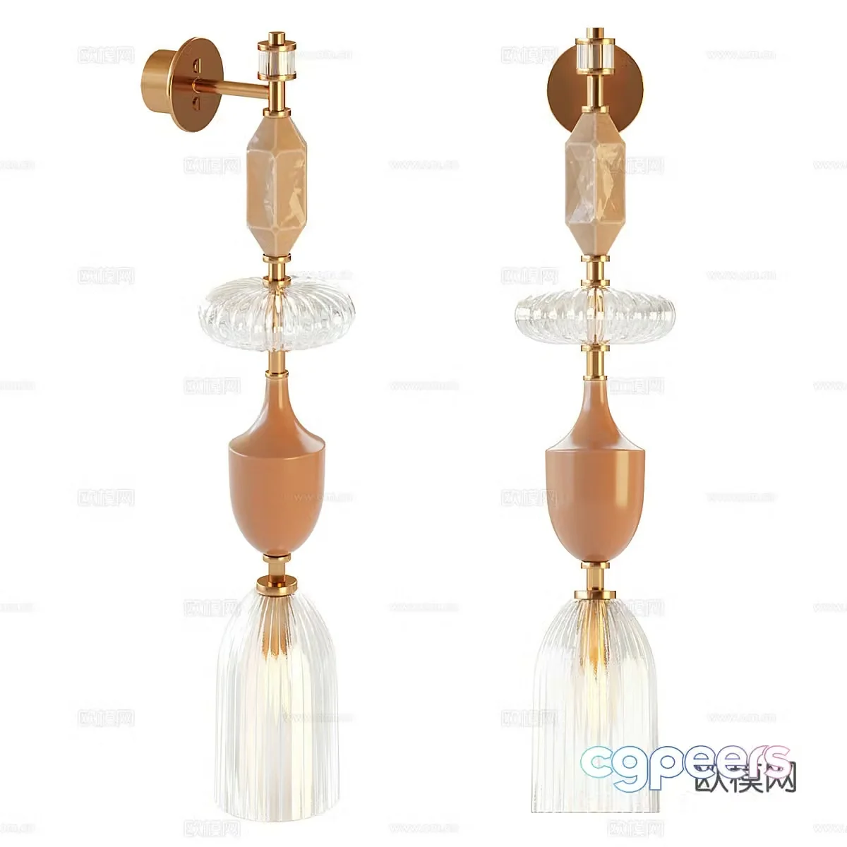 New Chinese style light luxury decorative wall light 3D model