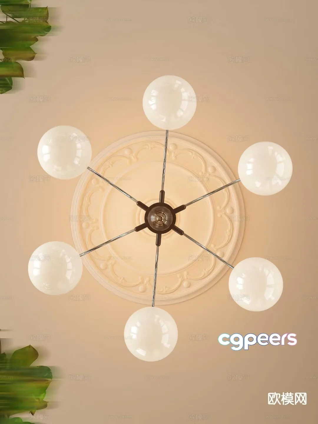 Modern multi-head chandelier 3d model