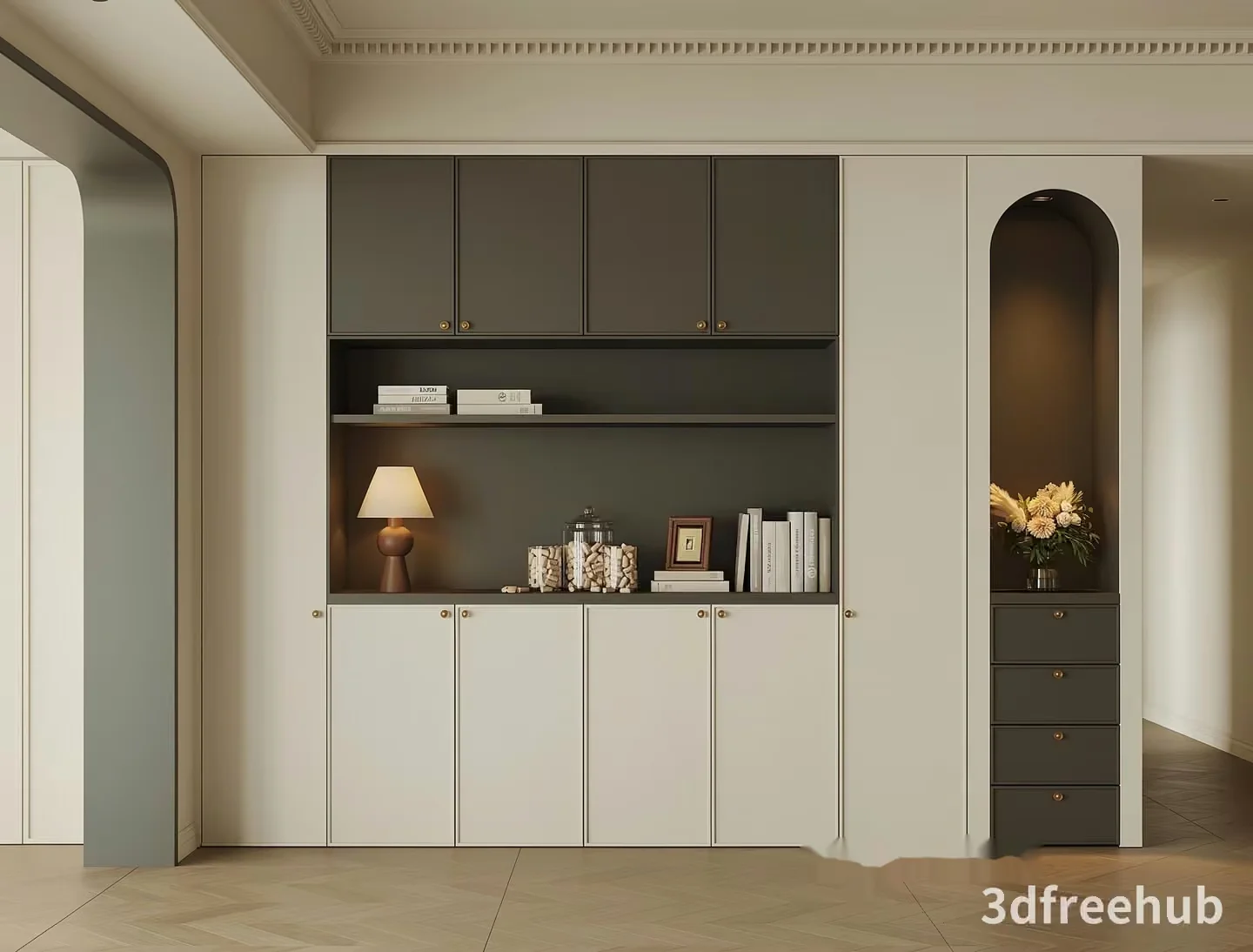 Modern White And Gray Cabinet 3D Model – 18337 – VRAY Render
