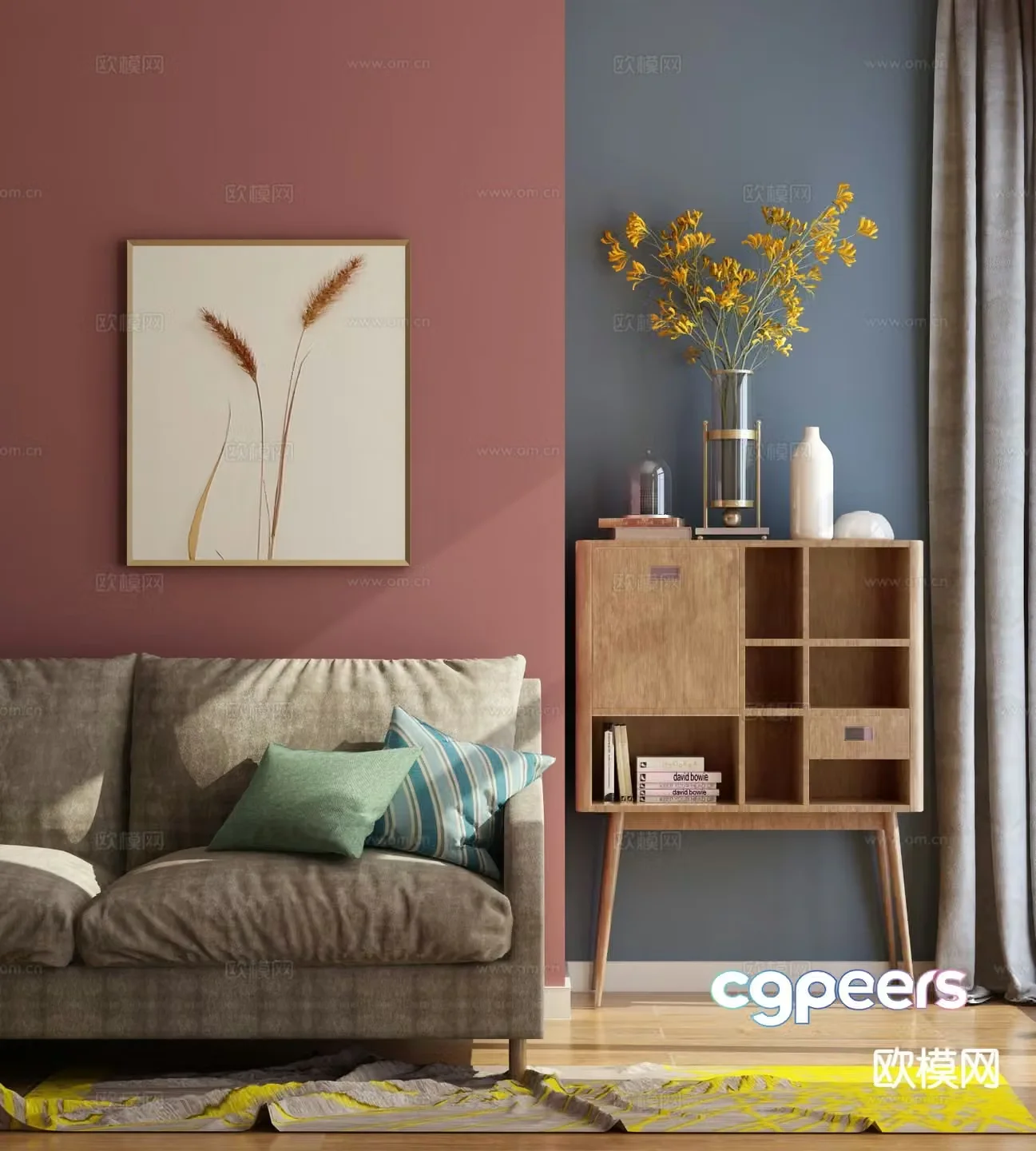 Nordic sofa sideboard decorative painting vase 3D model