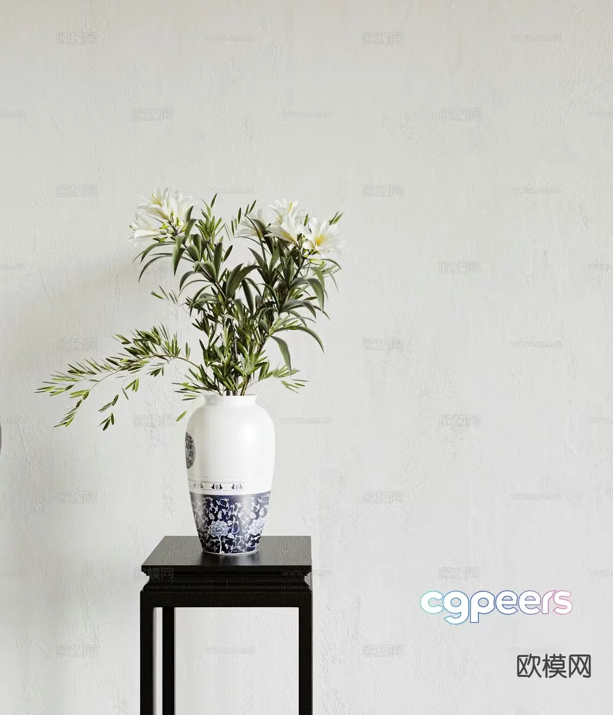 New Chinese style vase floral arrangement flower arrangement flowers 3d model