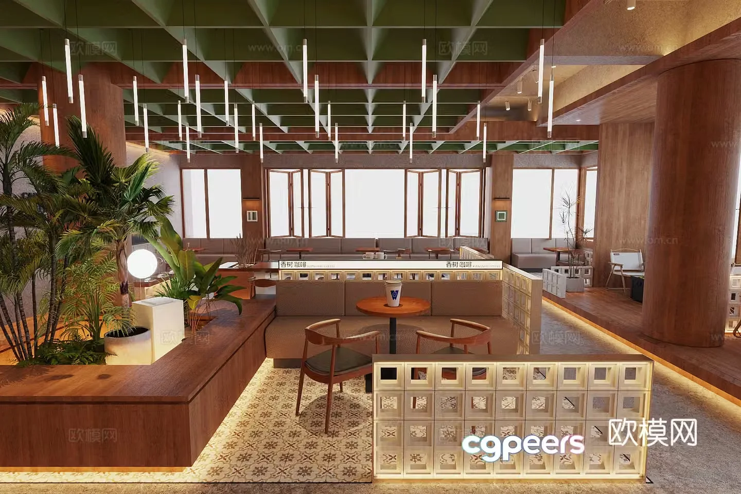 Log Wind Cafe Log Wind Tea Restaurant Tea Room Log Wind Milk Tea Shop Cafe Card Stop Area 3D Model