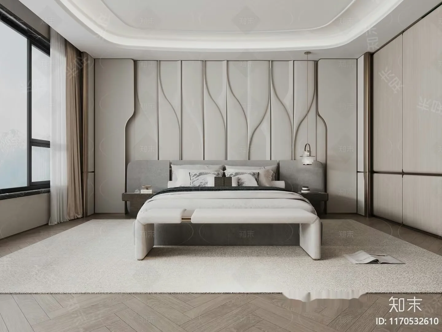 Modern Minimalist Bedroom 3D Model – 10136 – CORONA Render