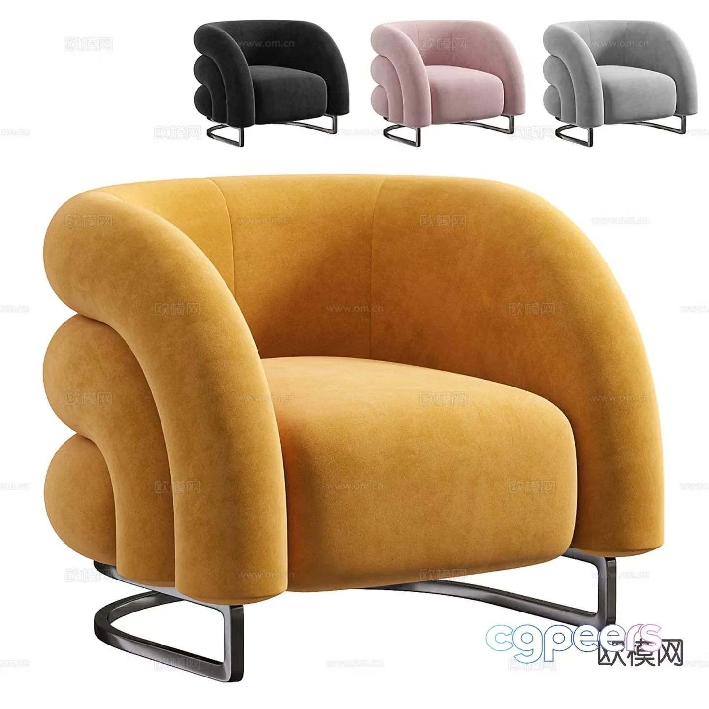 Light luxury style sofa leisure sofa single sofa 3D model