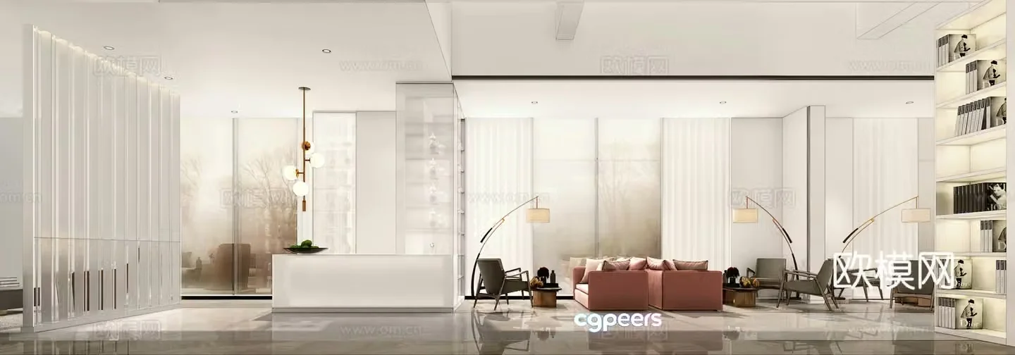 Modern sales office negotiation area sand table area 3D model