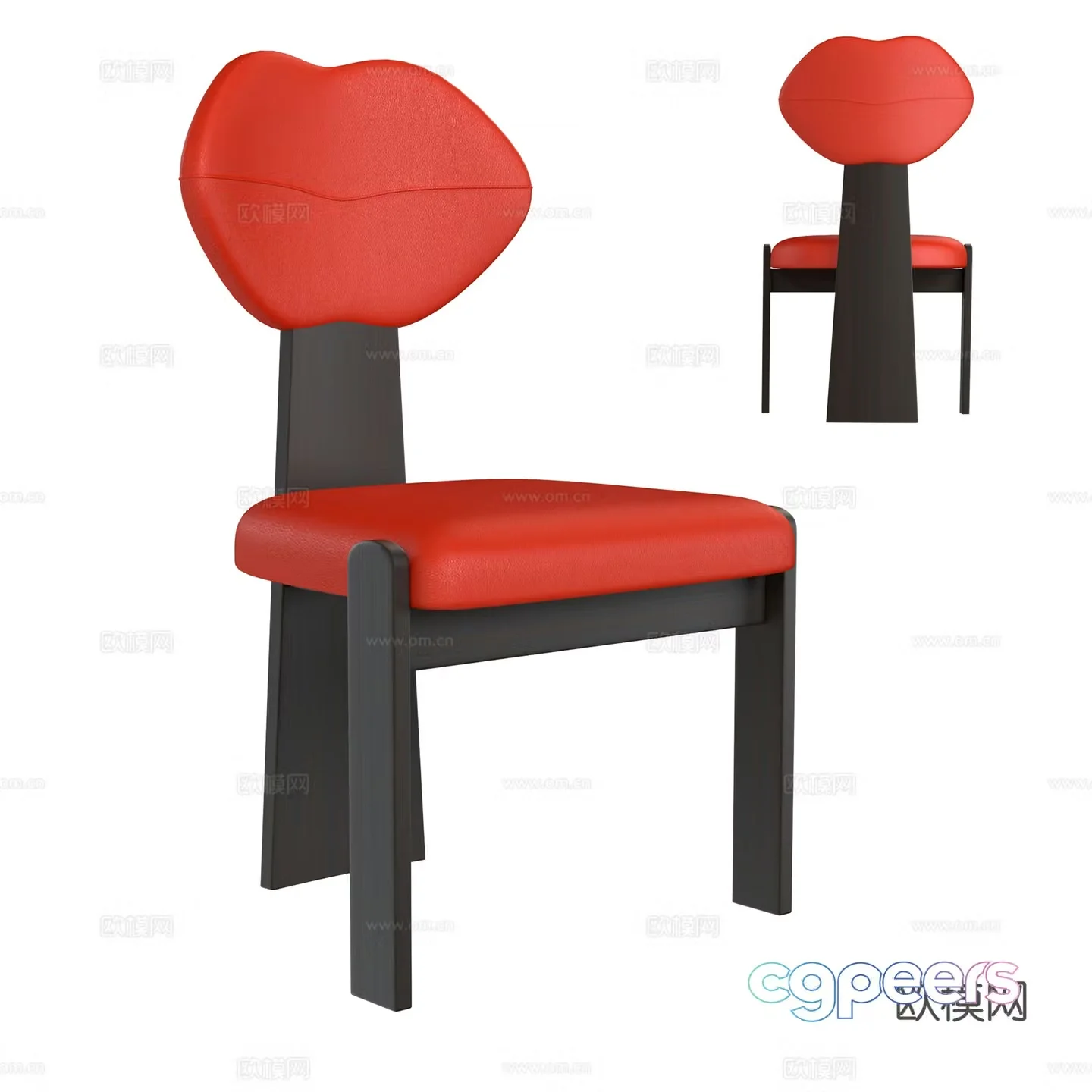 Modern solid wood veneer art chair dining chair dressing chair book chair 3d model