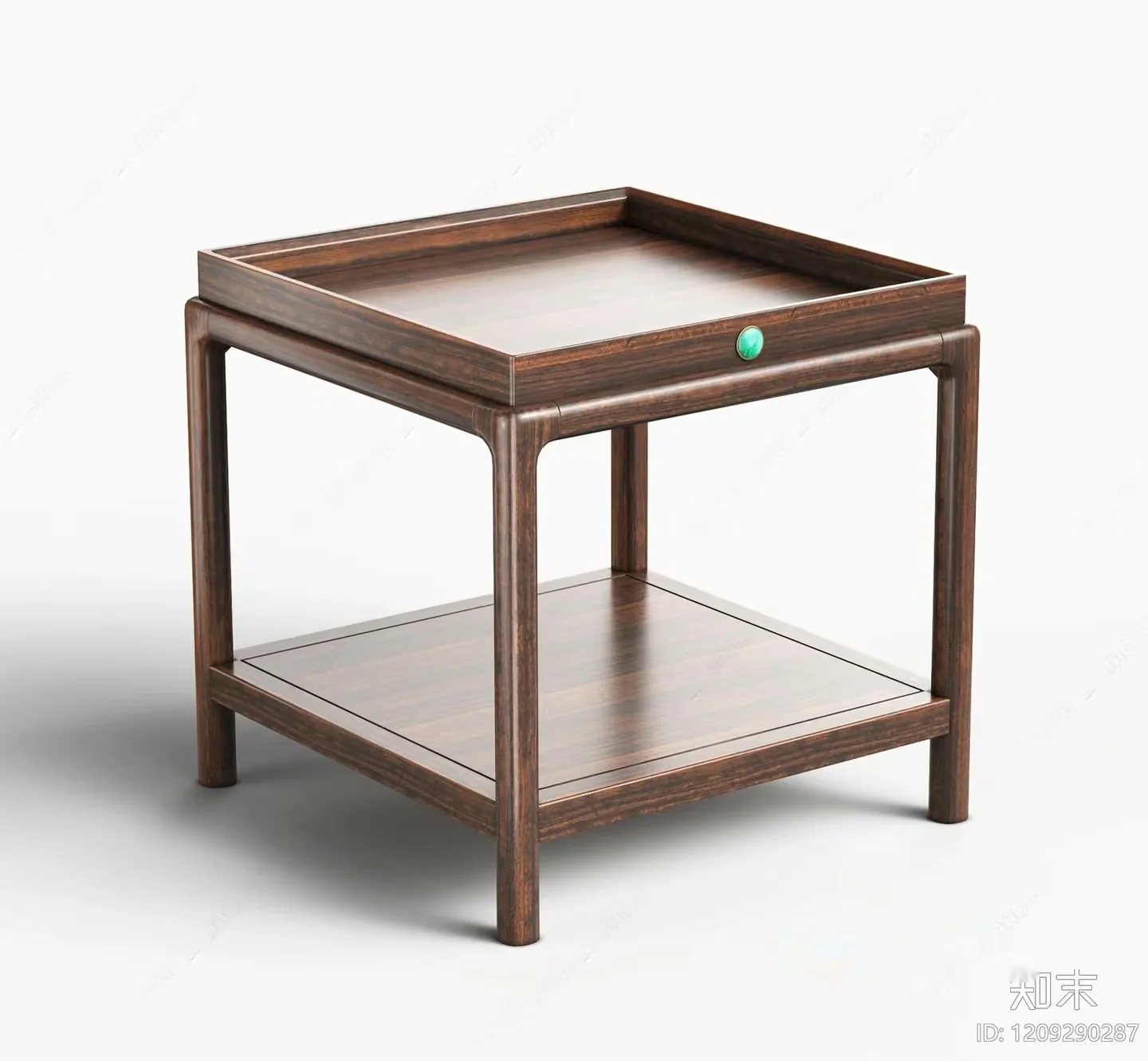 A Wooden Table With A Drawer And Shelf 3D Model – 23209 – VRAY Render