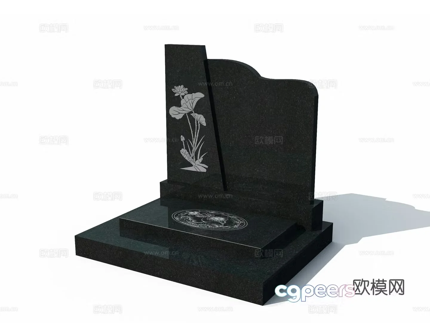 Shanxi Black Stone Cemetery Tombstone 3D Model