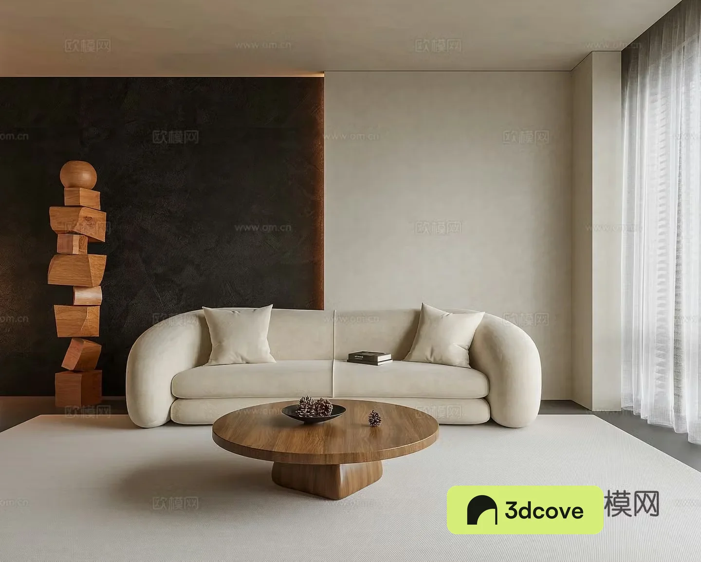 Wasabi style sofa coffee table combination 3D model