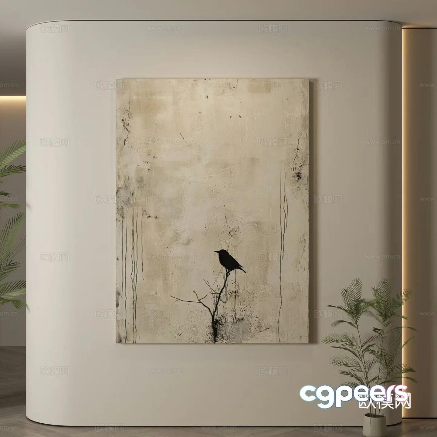 Modern hanging paintings Wasabi wind hanging paintings texture paintings abstract paintings decorative paintings 3D model