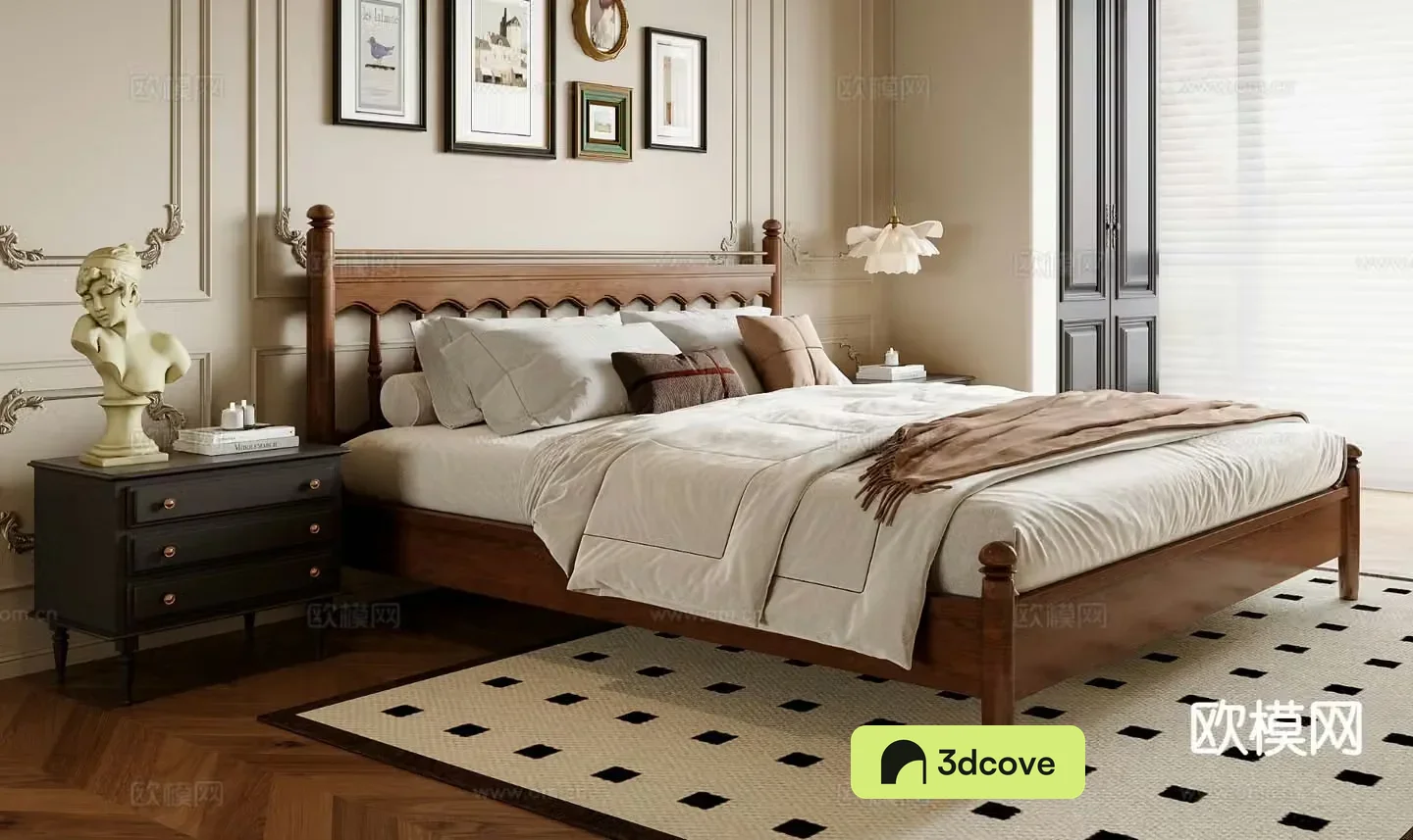 French double bed