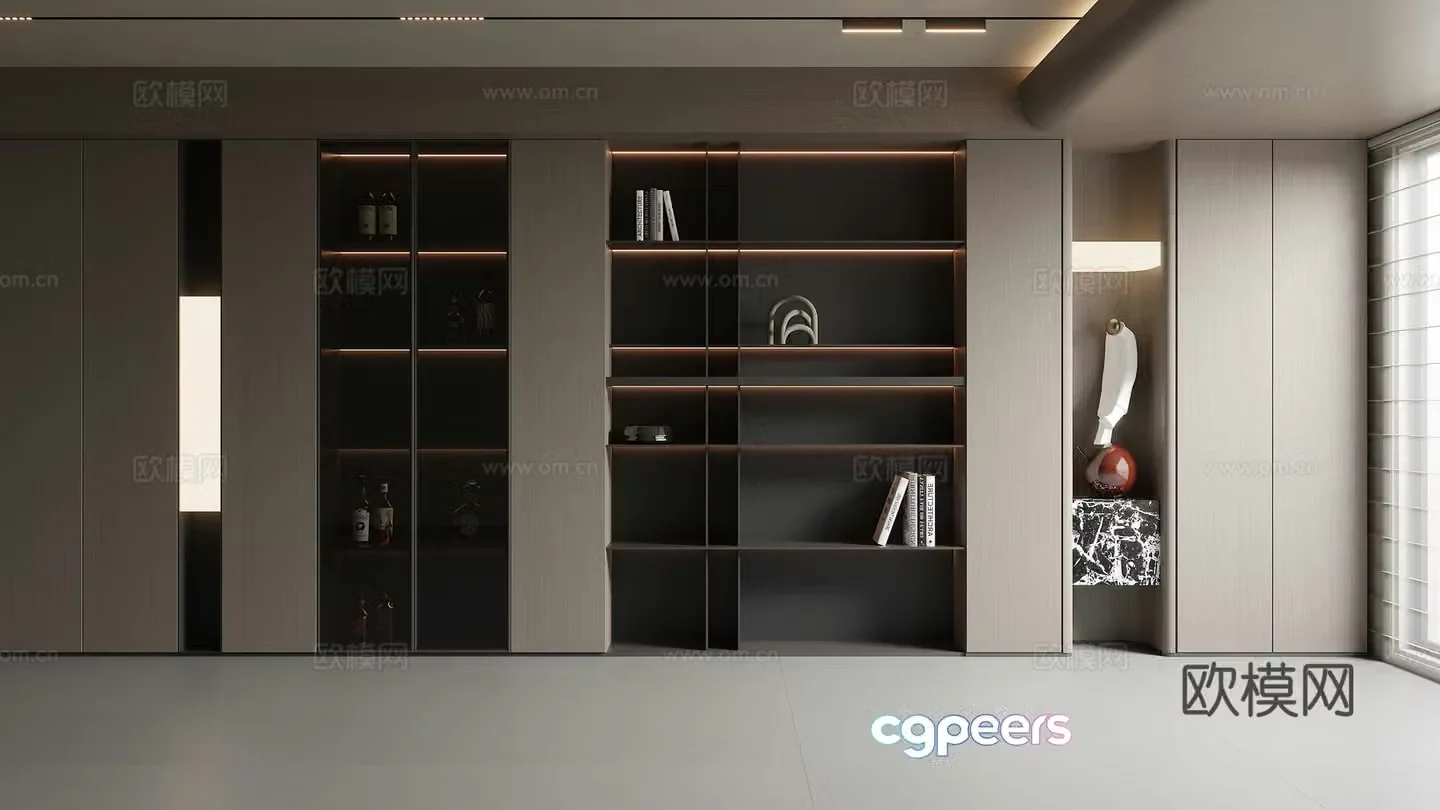 Modern decorative cabinet Bookcase Wine cabinet 3D model