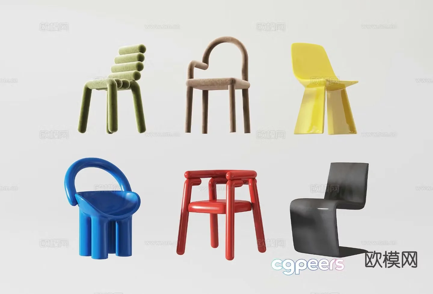 Dopamine single chair Memphis dining chair Bauhaus chair 3d model