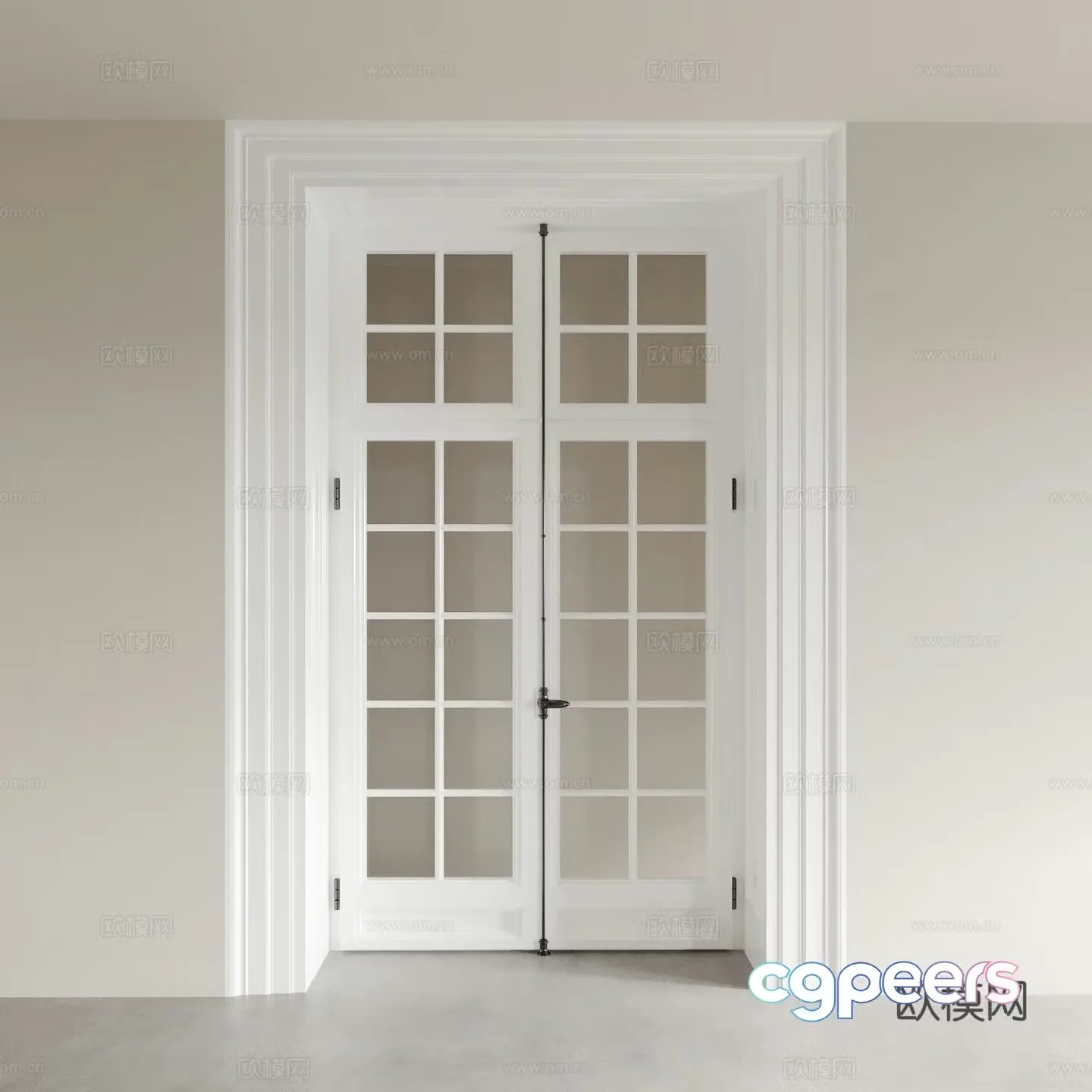Cream style interior door double door swing door room door balcony door 3d model