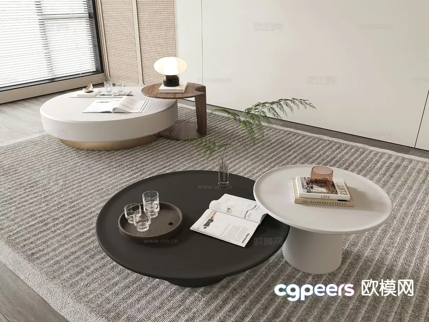 Modern double coffee table 3d model