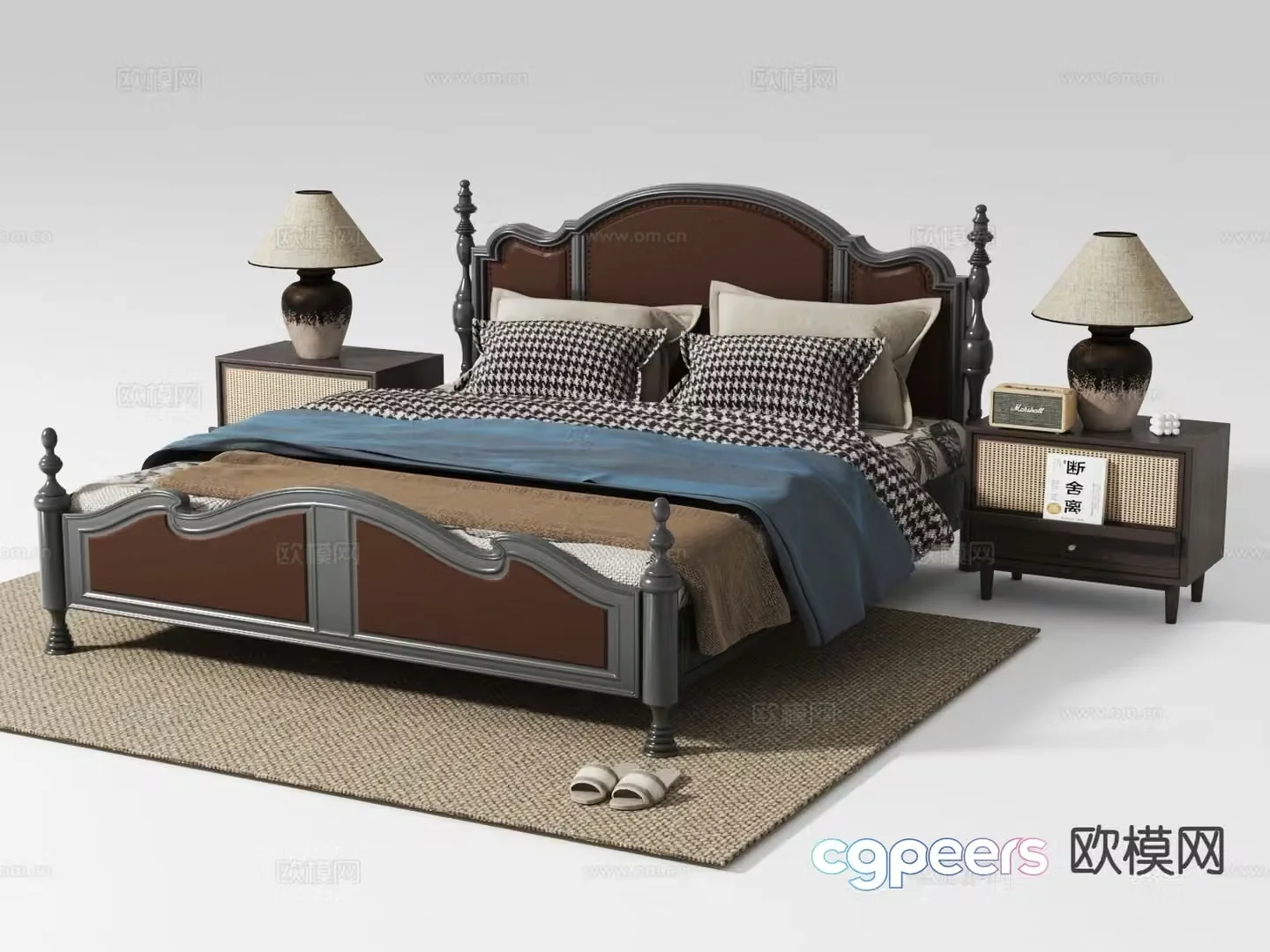 Medieval style double bed 3d model