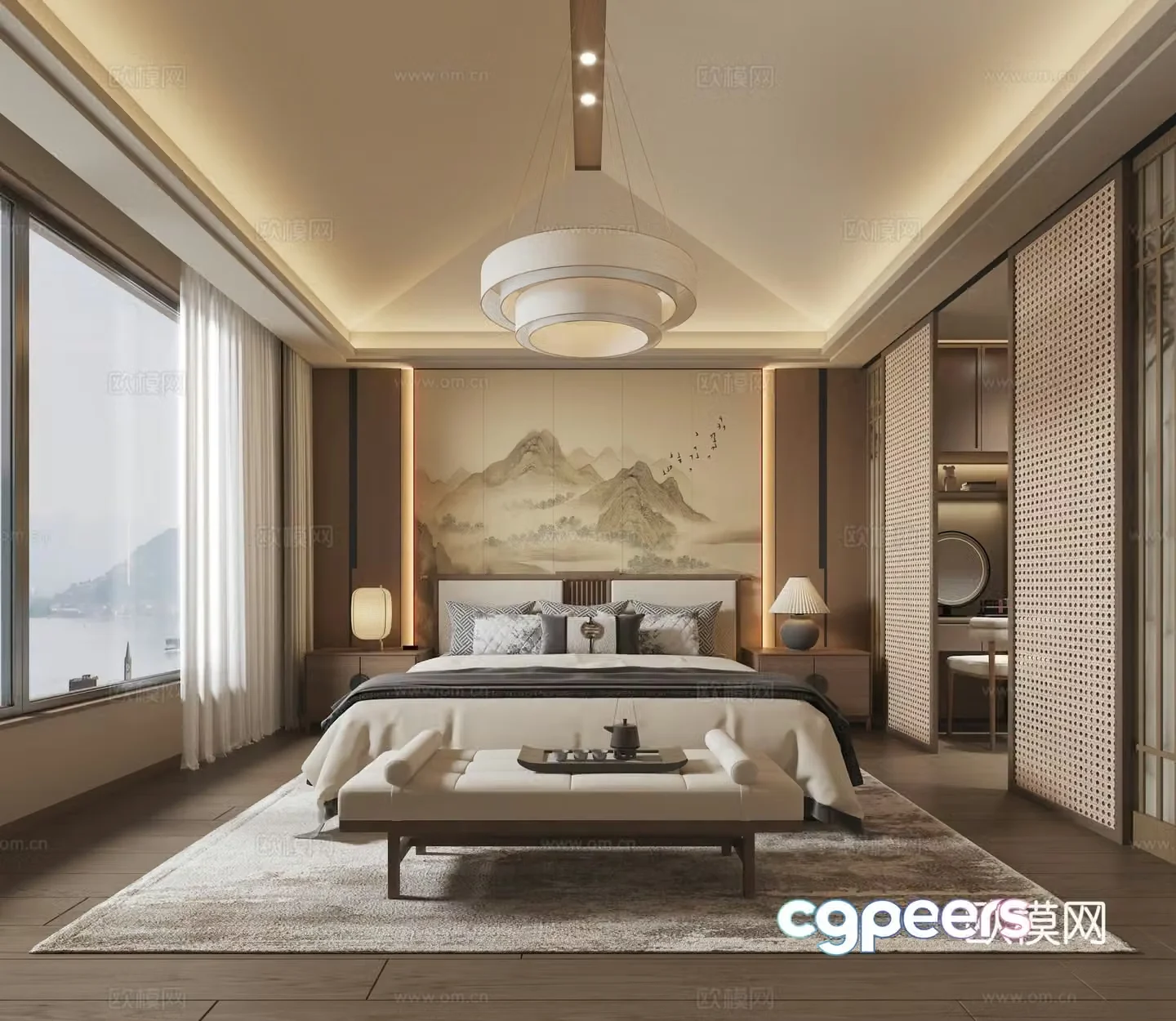 New Chinese style Song’s bedroom cloakroom 3D model