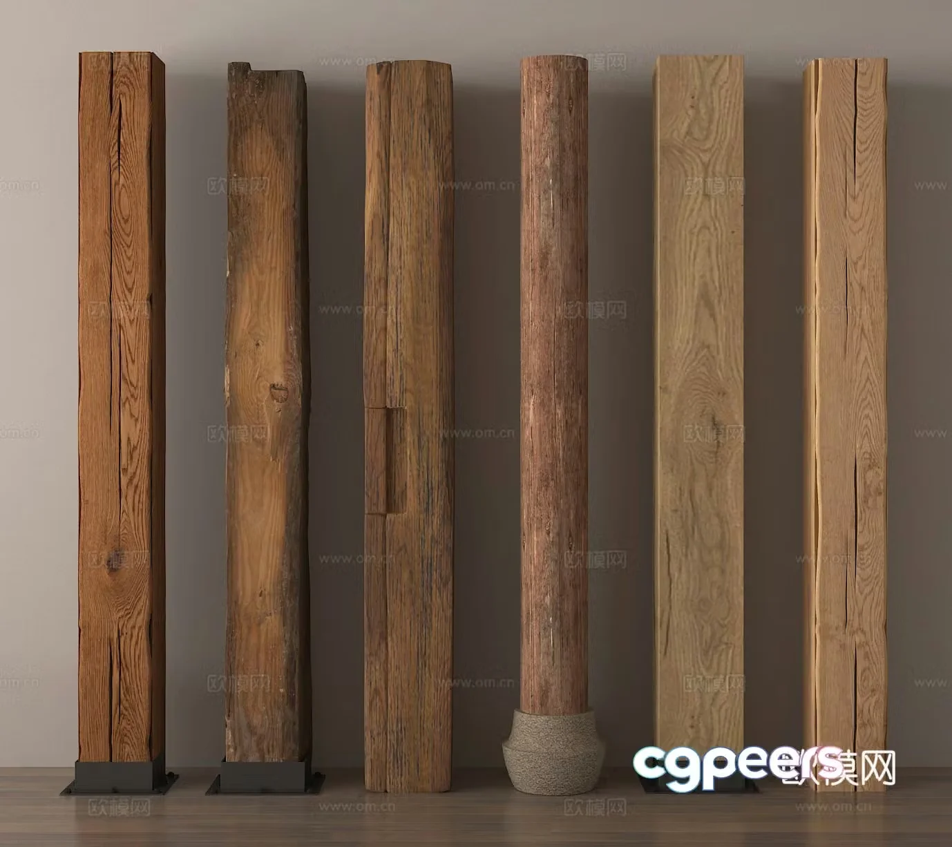 Wood B&B Wood Column Old Wood Wood Column Square Column 3D Model