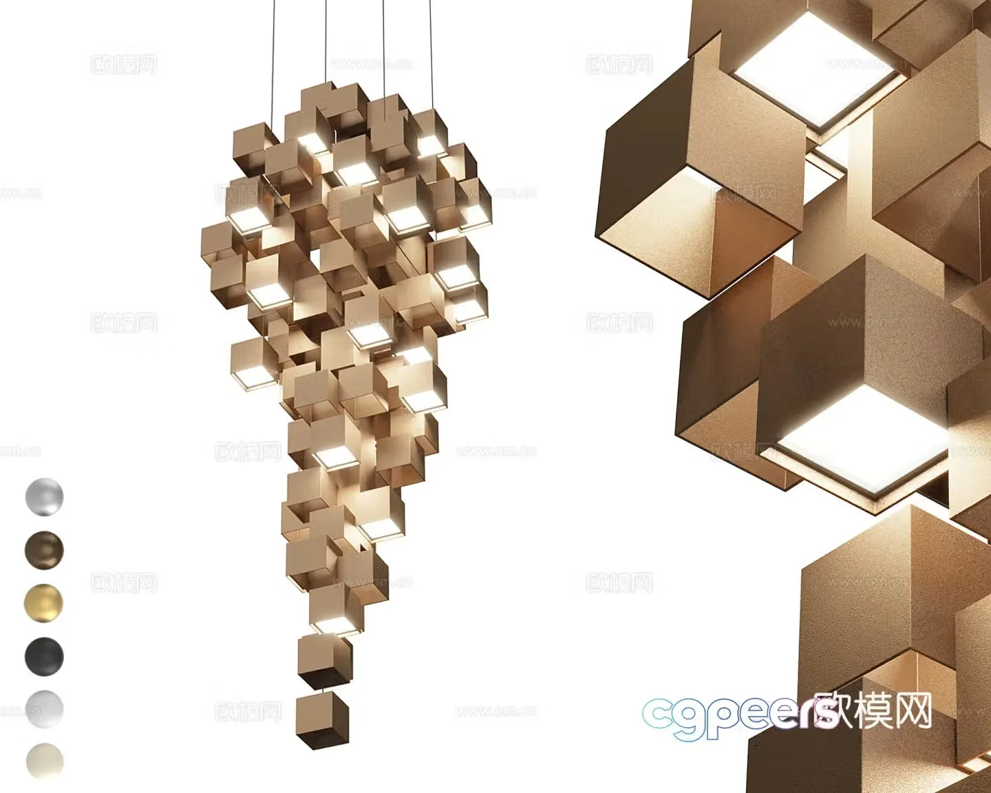 Metal chandeliers Creative chandeliers Art chandeliers High-rise space chandeliers 3D model