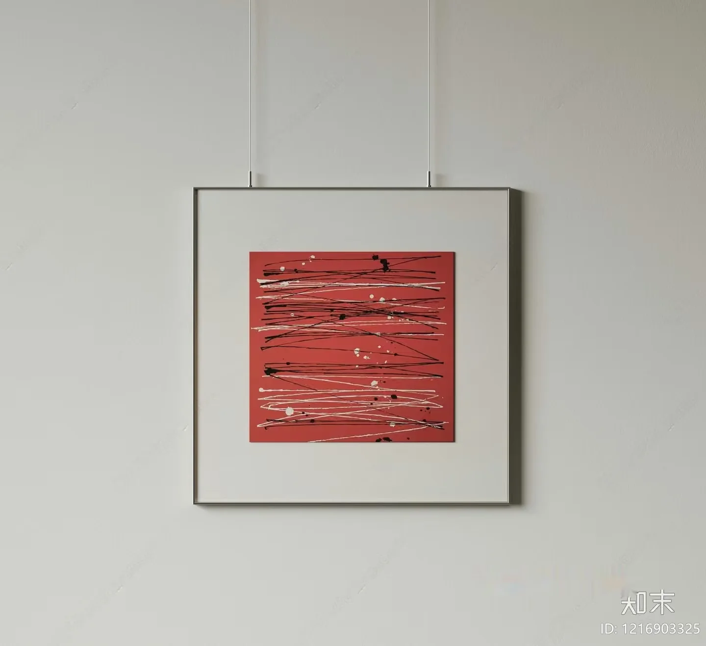A Piece Of Abstract Art Hangs On A Wall 3D Model – 16449 – VRAY Render