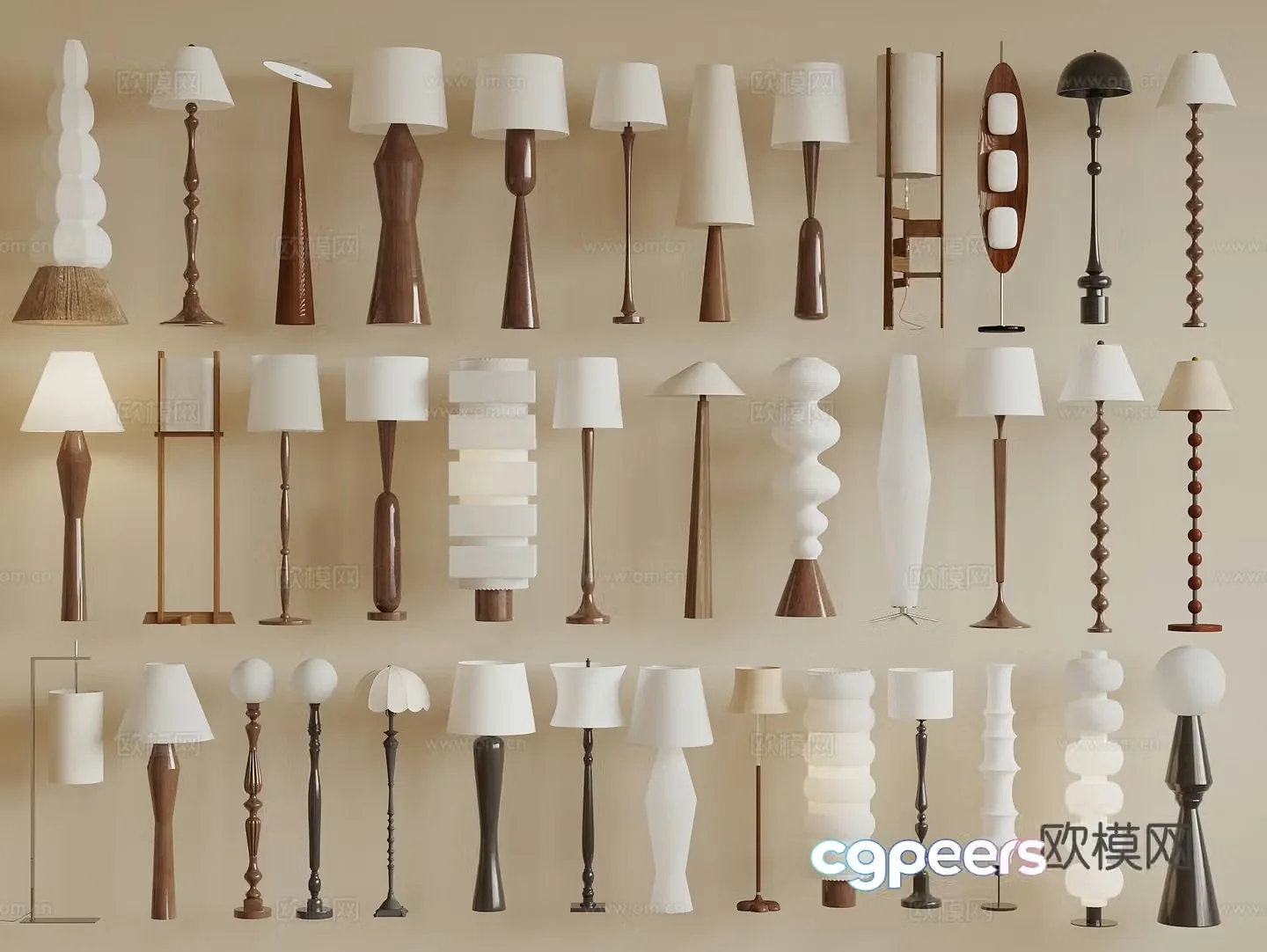 Middle-aged floor lamp 3d model