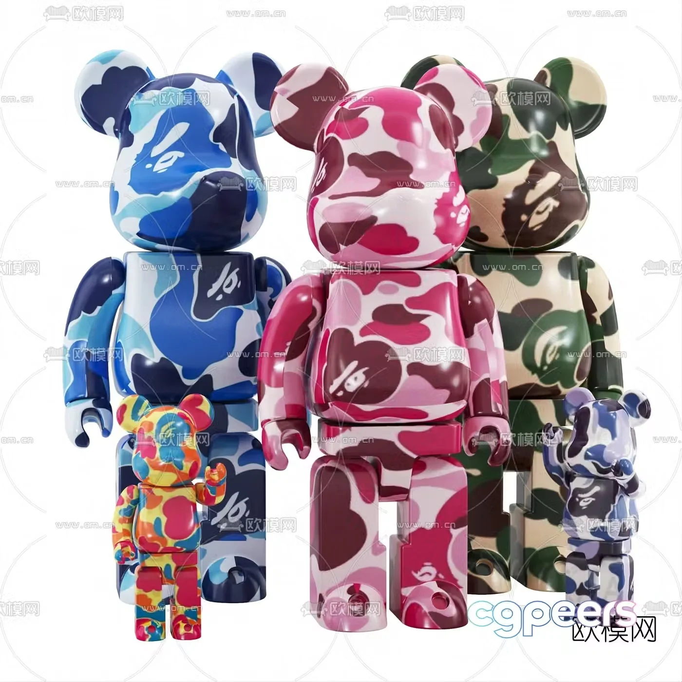 Modern clay painted violent bear toy 3d model