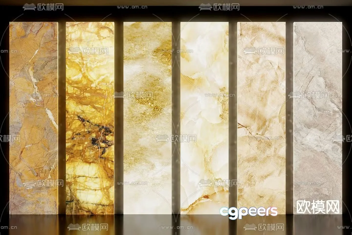 Marble translucent stone tile floor tile 3d model