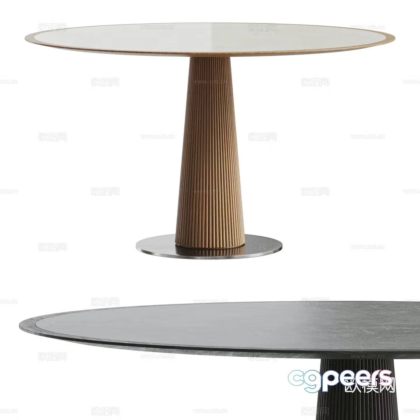 Middle Ages Wasabi Dining Table Round Dining Table Nordic Dining Table Log-White Dining Table Solid Wood Dining Table Rock Slab 3D Model