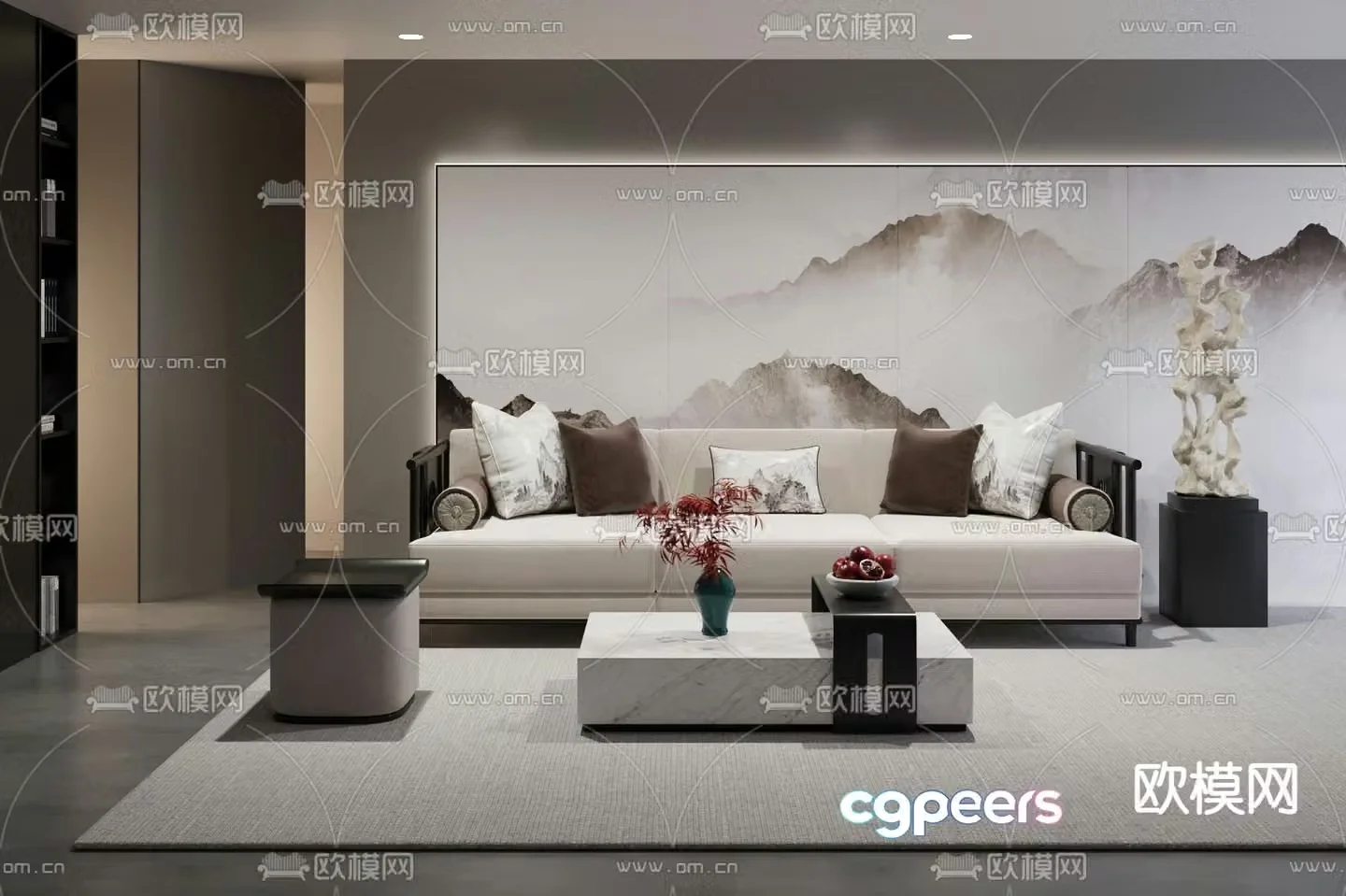 New Chinese style sofa modular sofa 3d model