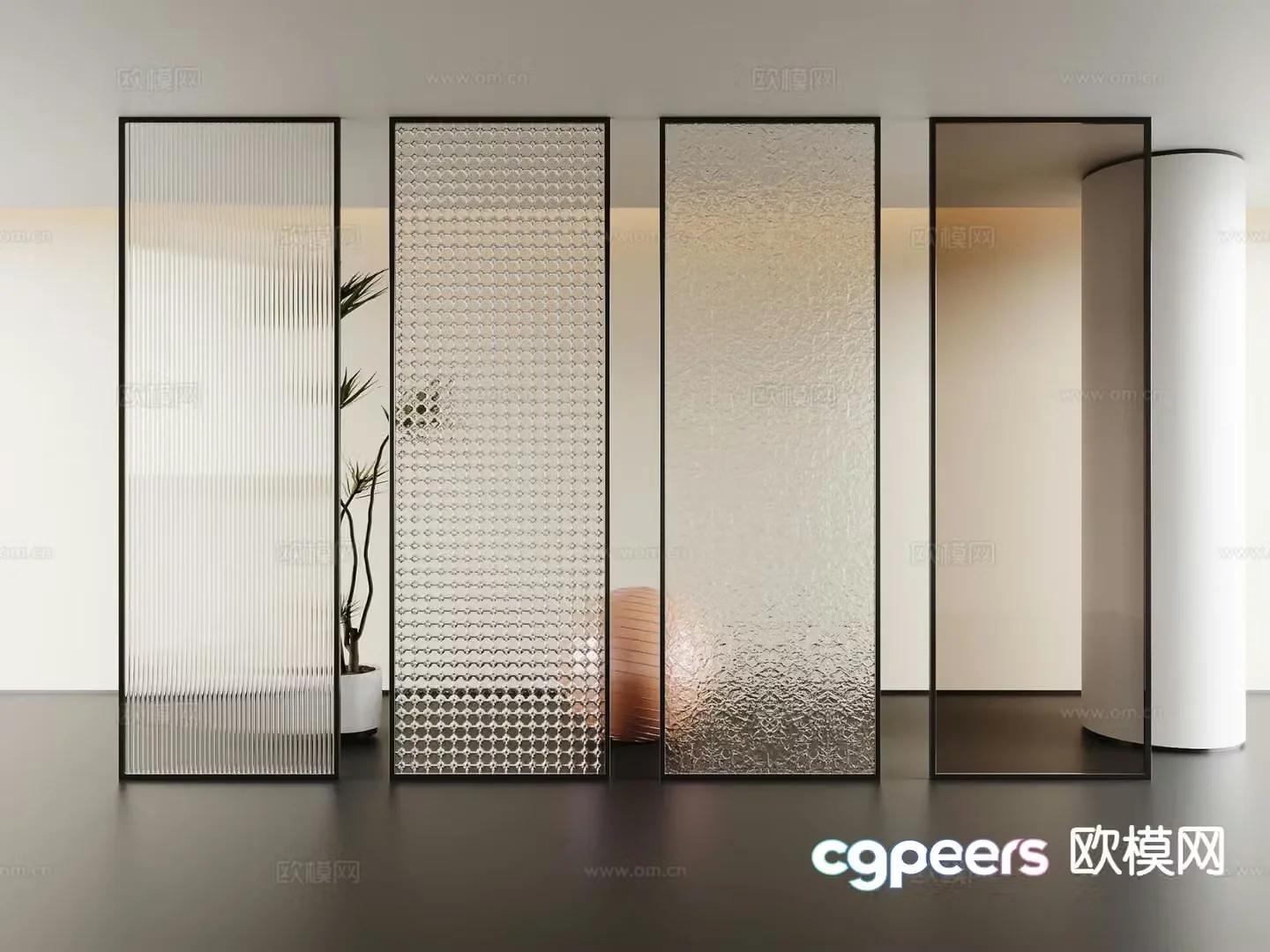 Modern glass partition 3d model