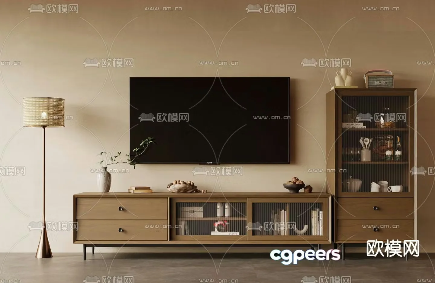 Medieval style TV cabinet 3D model