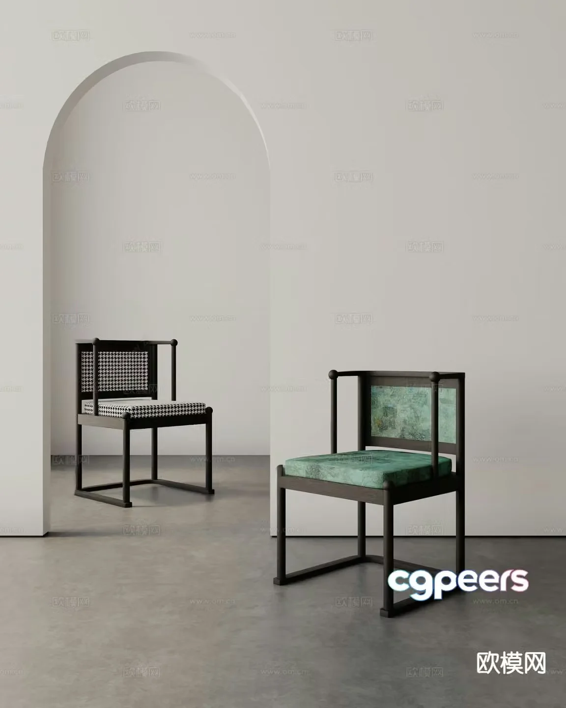 New Chinese style single chair dining chair 3d model