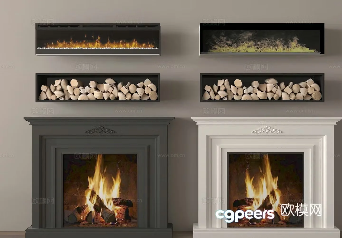 European style fireplace decorative fireplace stove 3d model