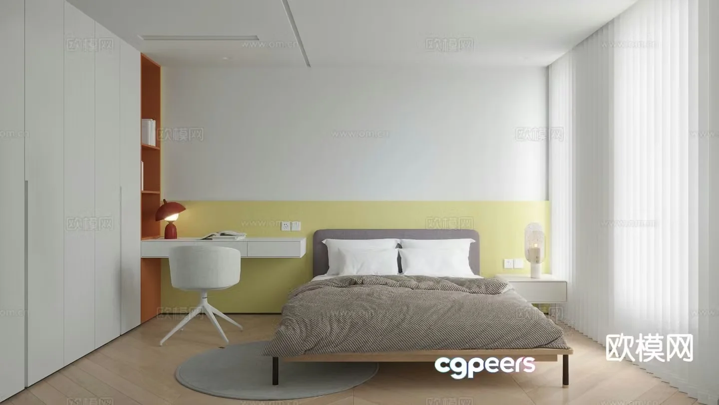 Modern bedroom second bedroom 3d model