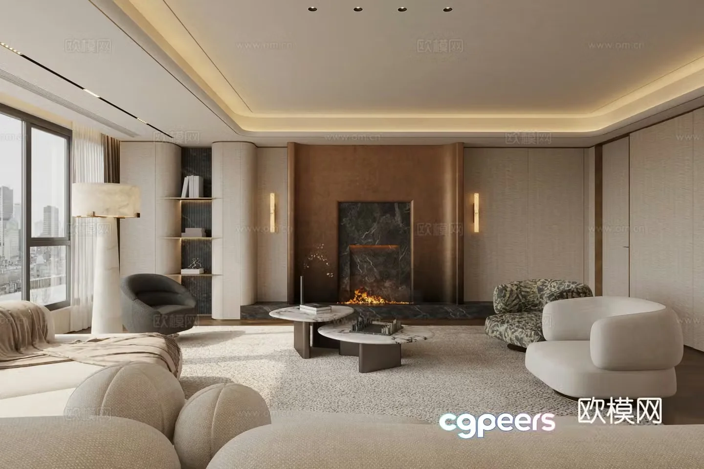 Light luxury Italian home living room TV background wall Living room background wall Italian living room background wall 3d model