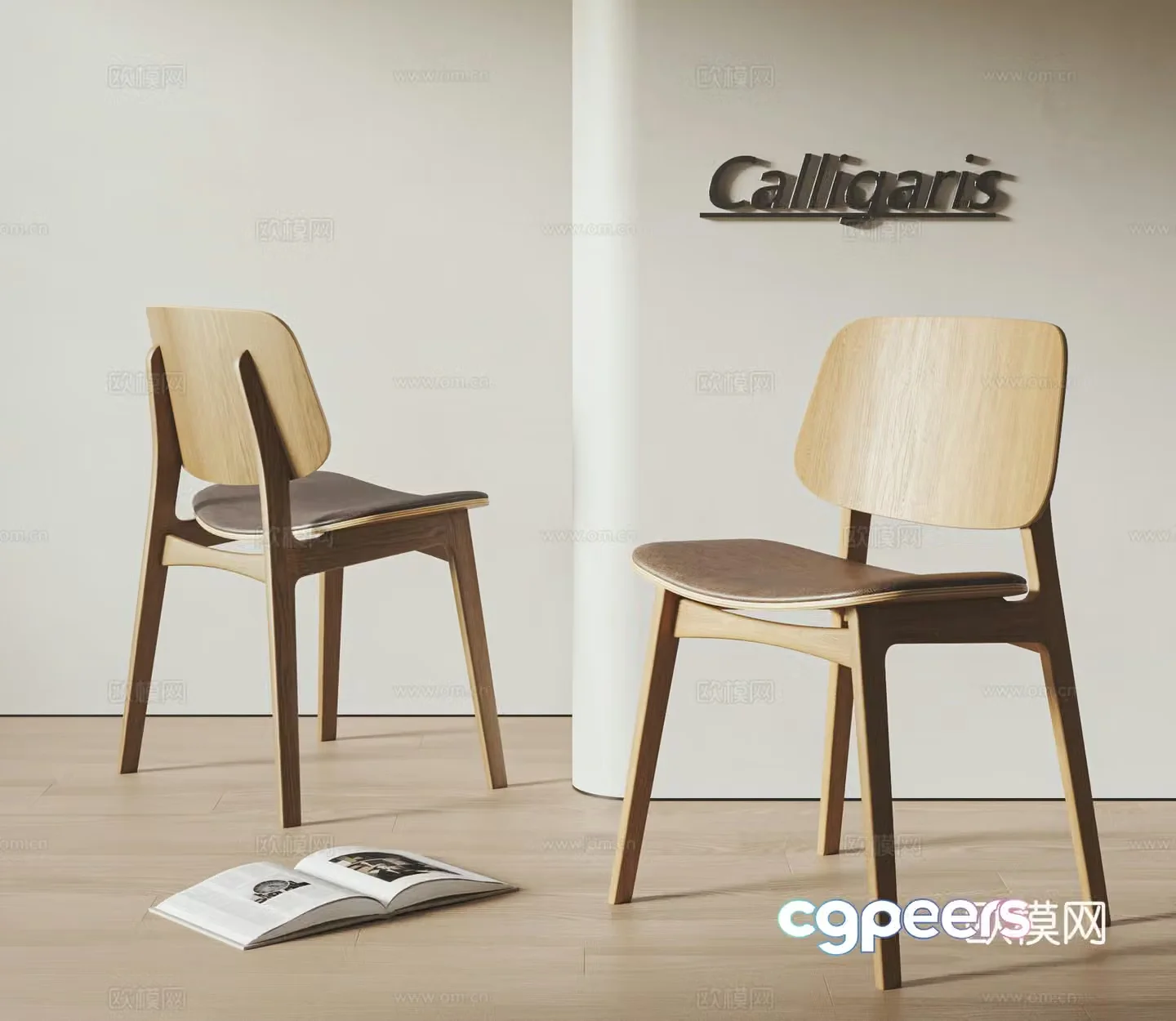 CALLIGARIS Nordic dining chair combination log style dining chair modern single chair dining chair 3d model