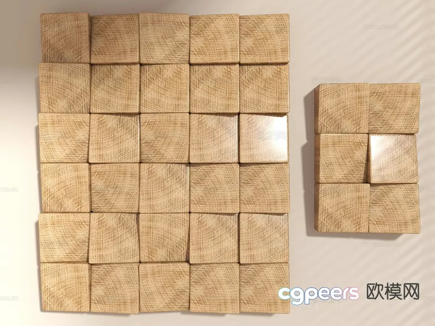 Wood mosaic wall decoration three-dimensional wall decoration 3D model