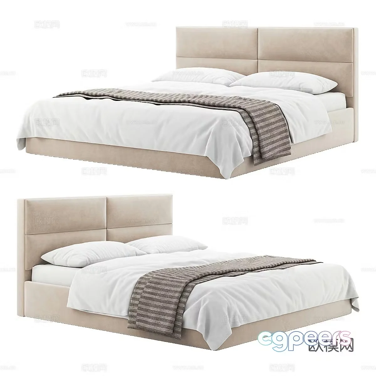 Modern Madeleine Double Bed 3D Model