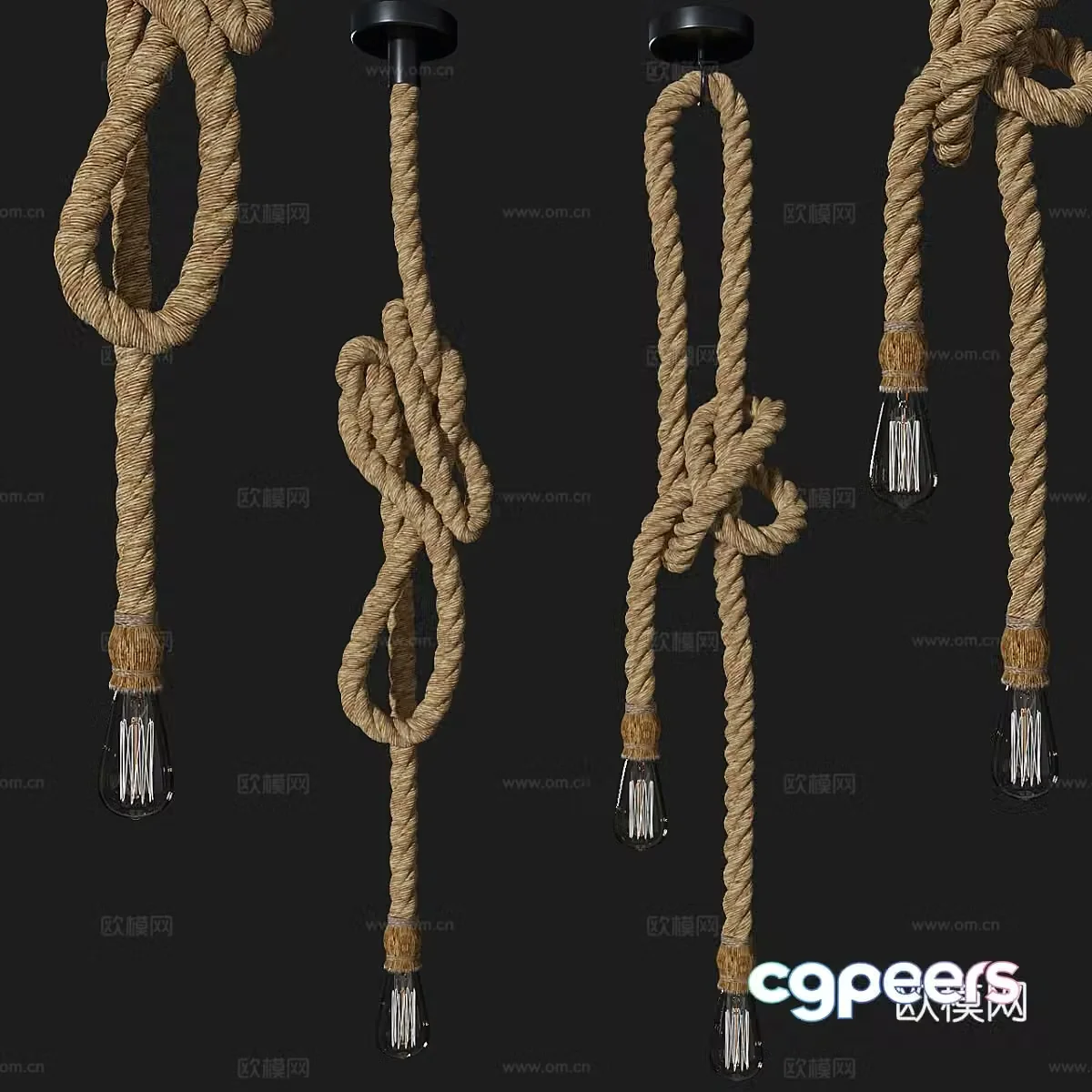 hemp rope chandelier 3d model