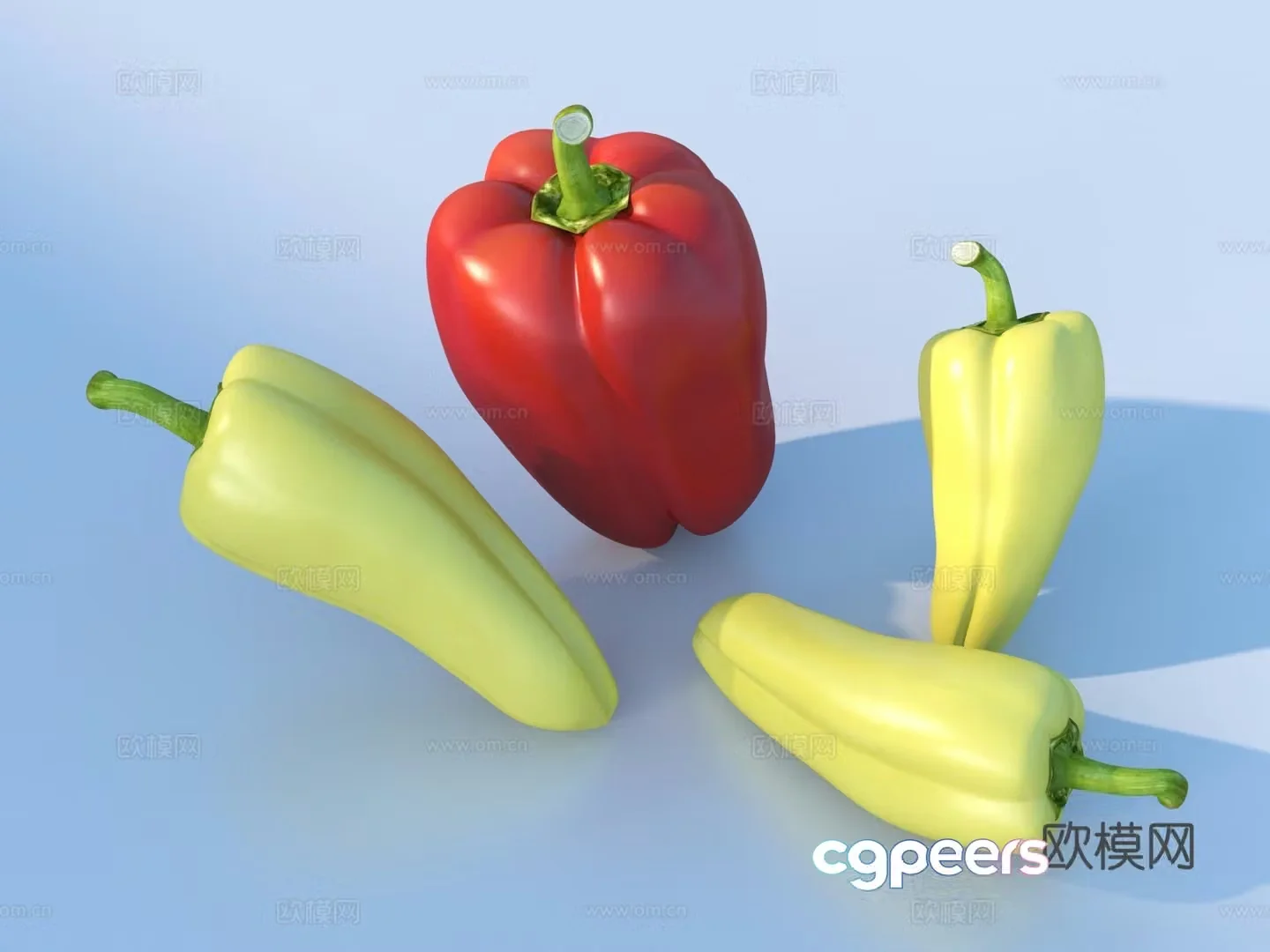 colorful pepper chili vegetable food 3d model