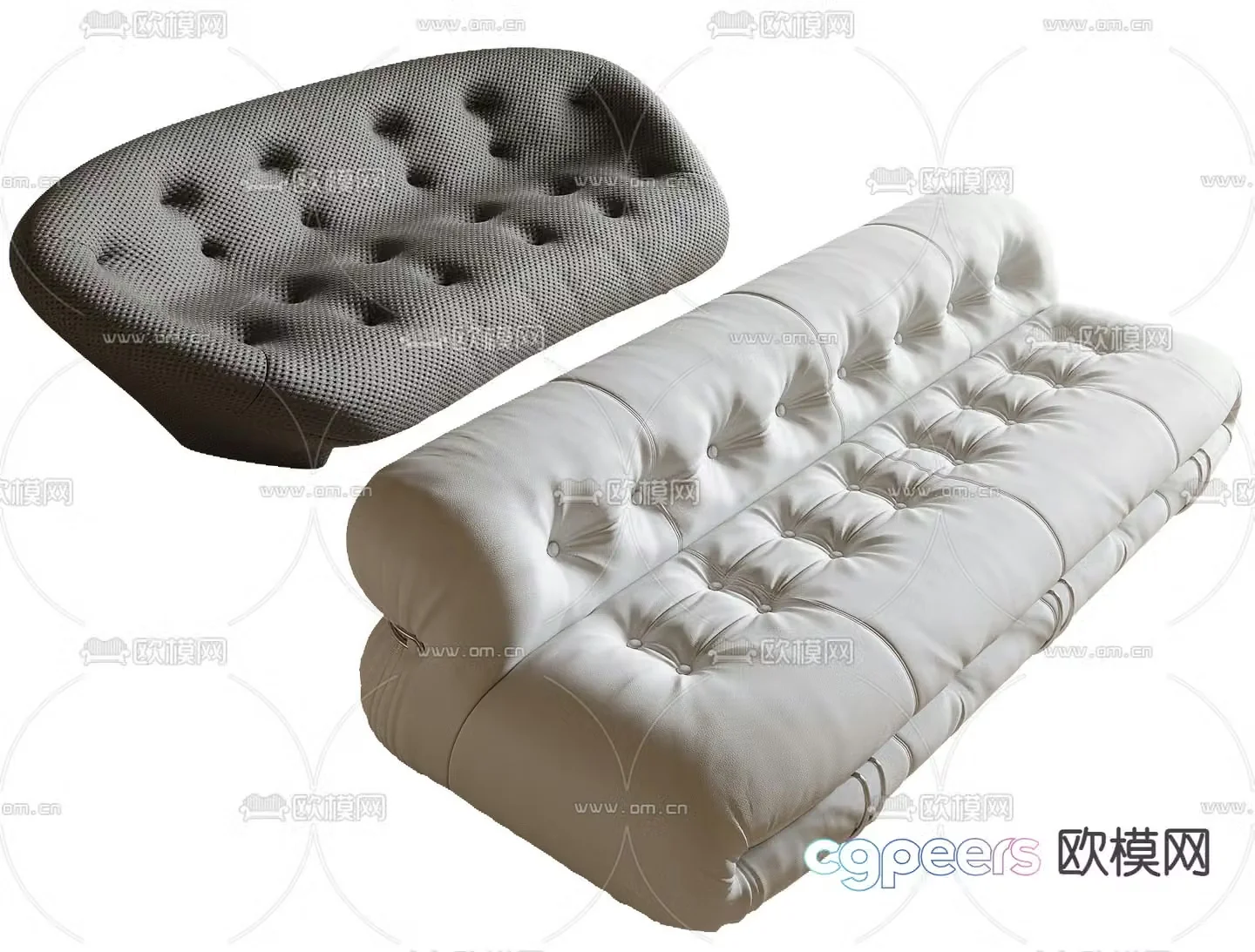 Modern multi-person sofa fabric sofa leisure sofa 3d model