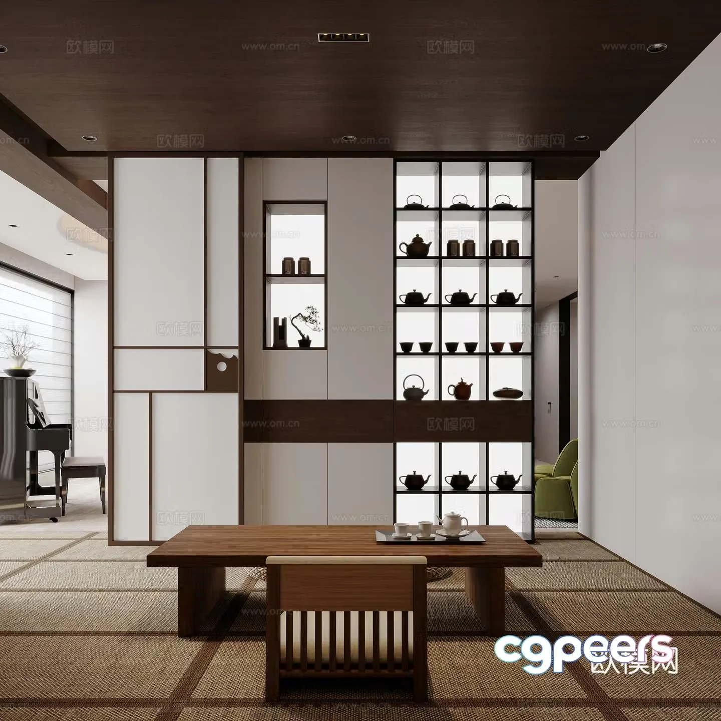 Modern tea room balcony 3d model