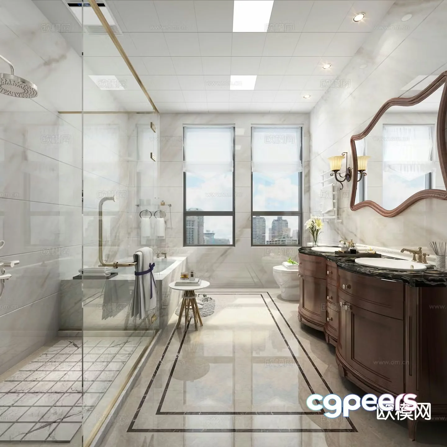American bathroom bathroom toilet 3d model